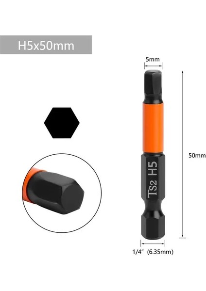 H5 50MM 1 Adet S2 Altıgen Başlı Anahtar Matkap Ucu Seti Metrik 1/4 "çap Hızlı Bırakma Şaft Manyetik Tornavida Bit Seti (Yurt Dışından)
