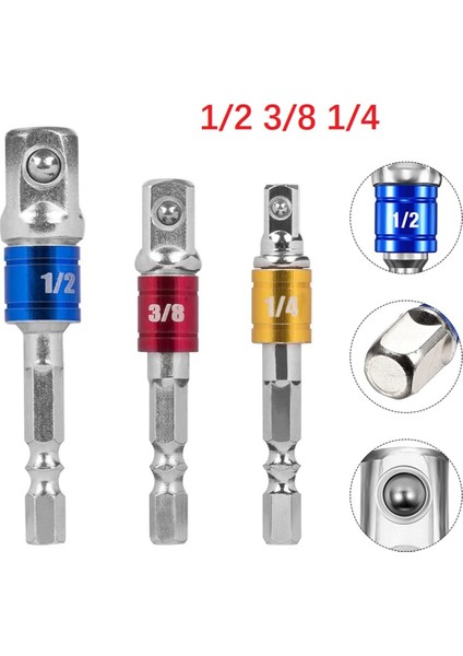 1-4 Matkap Soket Adaptörü Darbeli Sürücü Için Hex Shank ile Kare Soket Matkap Uçları Bar Uzatma Pnömatik Tornavida El Aletleri (Yurt Dışından)