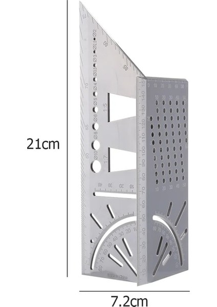 Gri T Tipi 3D Açı Ölçüm Hattı Scriber Çizim Işaretleme Ölçer Ağaç Işleme Cetvel Düzeni Ölçme Aracı Mühendis Marangoz Için (Yurt Dışından)