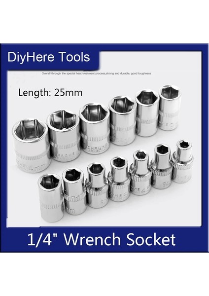 13MM 1 Adet 1/4 Inç Sürücü 4-14MM Altıgen Anahtar Kafa 6 Nokta Diş Cırcır Anahtar Kolu Araba Tamir Aracı Soket Somun Kaldırma (Yurt Dışından)