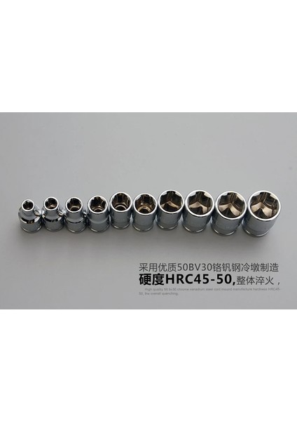 9.0mm Bestır Aracı 6.3mm 1/4 "dr. 6pt Ayna Metrik Soket Anahtarı Aracı Konektörü Krom Vanadyum Çeliği Yüksek Kaliteli 3.5MM-14MM (Yurt Dışından)