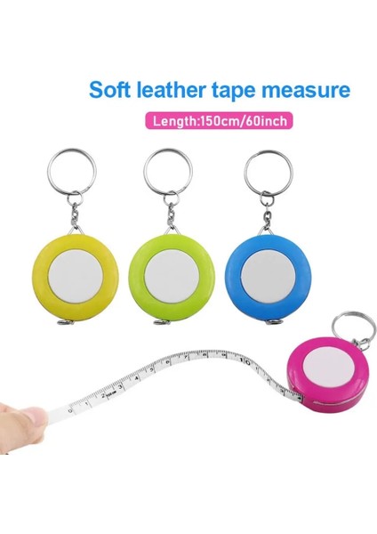 Sarı 3 Adet 150 Cm/60 "metra Tedbirler Taşınabilir Geri Çekilebilir Cetvel Mini Şeker Renk Anahtarlık Çocuk Cetvel Santimetre Inç Rulo Bant (Yurt Dışından)