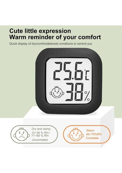 Siyah Smiley Mini LCD Dijital Termometre Higrometre Kapalı Oda Sıcaklık Nem Ölçer Sensör Ölçer Hava Istasyonu (Yurt Dışından)