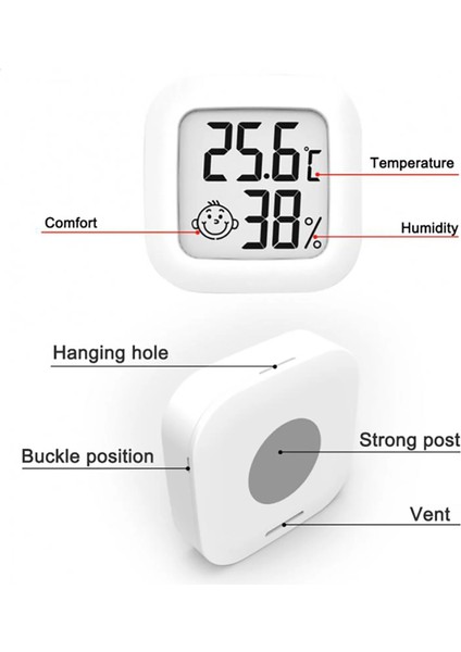 Siyah Smiley Mini LCD Dijital Termometre Higrometre Kapalı Oda Sıcaklık Nem Ölçer Sensör Ölçer Hava Istasyonu (Yurt Dışından) fiyatları