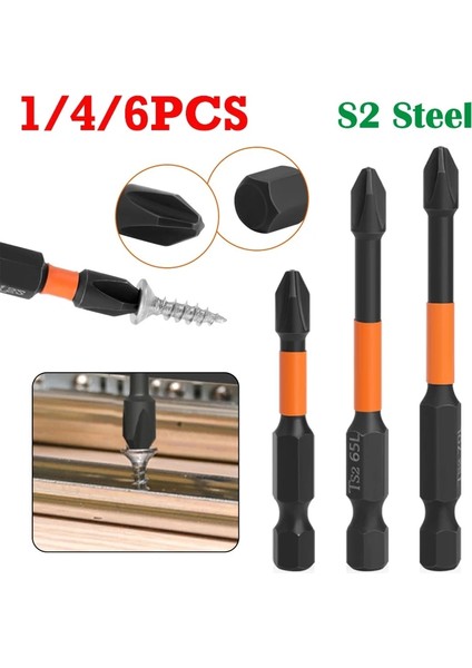 1PC-50MM 1/4/6pcs Çapraz Tornavida Kafası S2 Çelik Güçlü Manyetik Toplu Kafa Yüksek Sertlik El Matkap Ucu Vida Elektrikli Tornavida (Yurt Dışından) modelleri