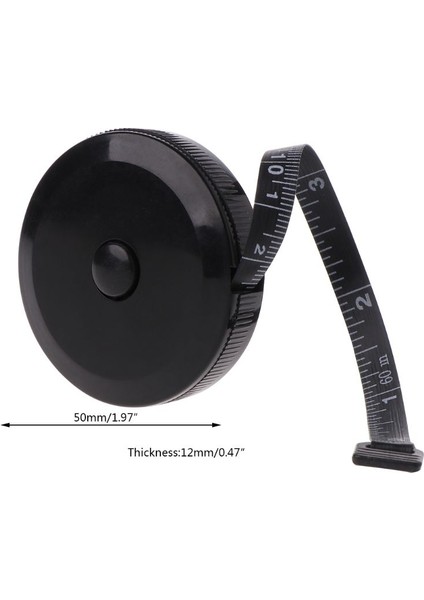 Siyah 1.5m 1.5m/60 Inç Mini Siyah Mezura Çift Taraflı Geri Çekilebilir Aletler Vücut Terzi Bant Cetvel Aşınmaya Dayanıklı Esnek (Yurt Dışından) indirimleri