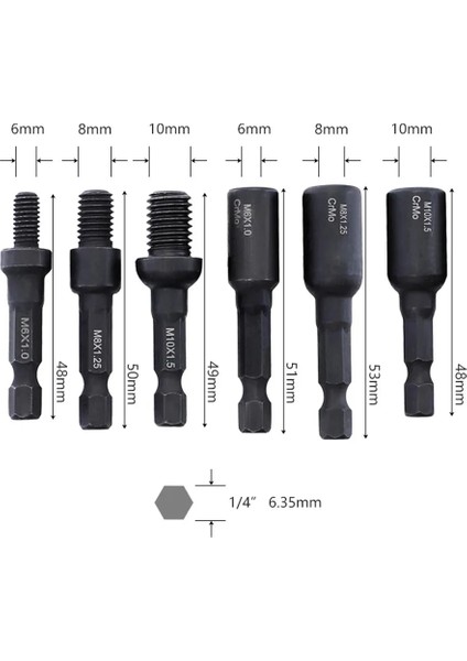Çift Kafa M6 Kendiliğinden Vuran Soket Adaptörü 1/4 Inç Hex Shank Elektrikli Matkap Araçları M6 M8 M10 6-10MM (Yurt Dışından)