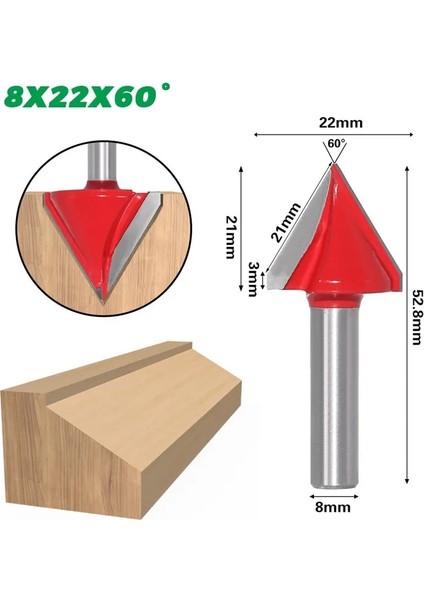 8 22 120 1 Adet 8mm 3D V Gravür Ucu Cnc Parmak Freze Freze Uçları Ahşap Tungsten Ağaç Işleme 60/90/120/150 Derece Freze Kesicisi (Yurt Dışından) fırsatları