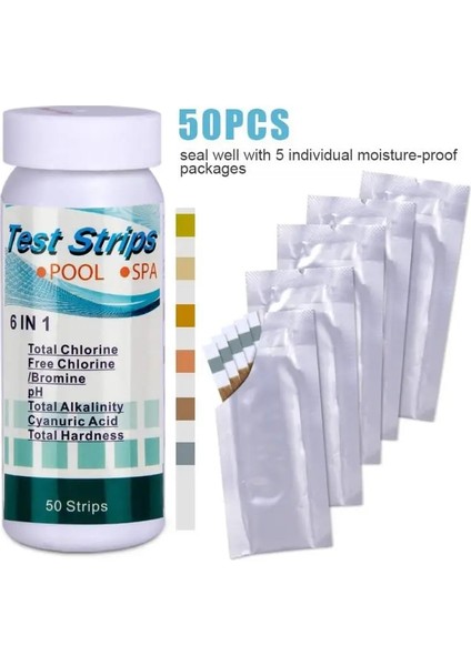 6 In 1 50 Adet Çok Amaçlı Klor Ph Test Şeritleri Spa Yüzme Havuzu Su Test Cihazı Kağıt Açık Sıcak Test Kağıdı (Yurt Dışından)