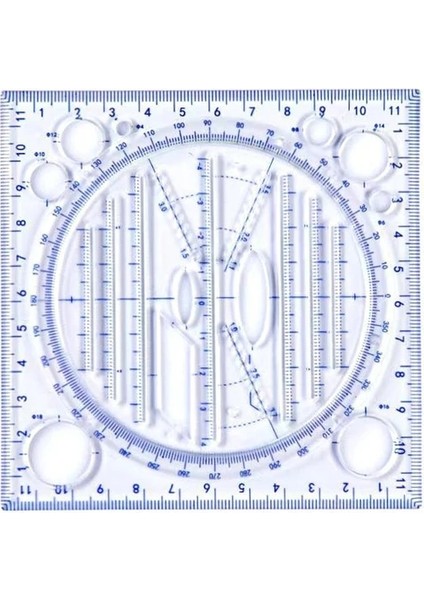 Mavi Dönebilen Çizim Cetvel Öğrenci Matematiksel Stereo Geometri Sanat Tasarım Şablonu (Yurt Dışından)