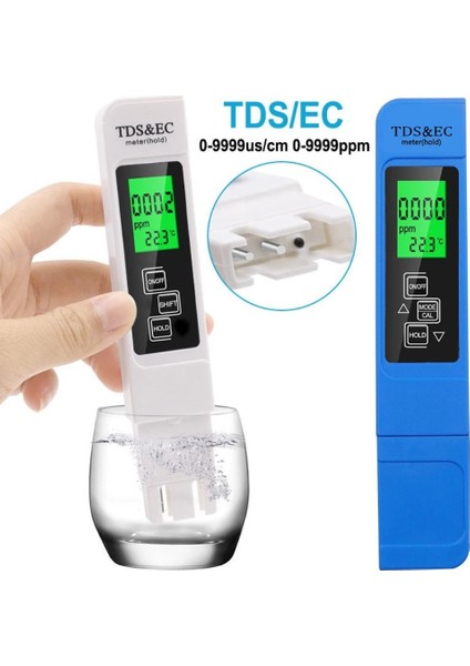 Beyaz Dijital Su Kalitesi Test Cihazı Tds Ec Enstrüman Içme Suyu Gübre Konsantrasyon Filtresi Su Kalitesi Saflık Test Cihazı (Yurt Dışından)