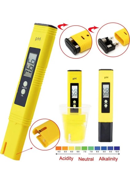 Sarı Taşınabilir Dijital LCD Kalem 0.0-14 Ph Ölçer Test Cihazı Akvaryum Havuz Suyu Şarap Monitörü Tdsec LCD Su Saflığı Ppm Akvaryum Filtresi (Yurt Dışından)
