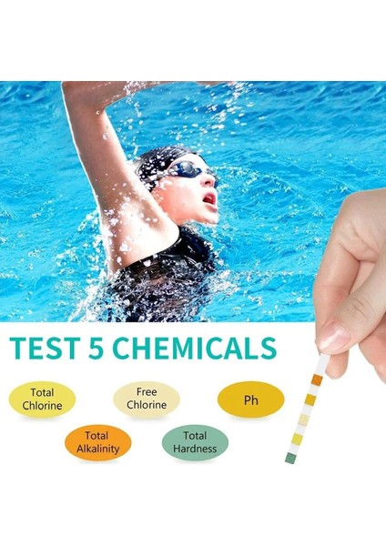 Ph Test Şeritleri 50 Adet 5-In-1 Çok Amaçlı Klor Ph Test Şeritleri Yüzme Havuzu Su Alkalinite Sertlik Test Şeridi Havuz Test Cihazı Bahçe Aletleri (Yurt Dışından)