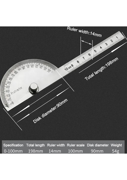 180 Derece 10CM 180 Derece Iletki Paslanmaz Çelik Iletki Açı Cetveli Ölçüm Cetveli Döner Mekanik Aletler Dayanıklı Ölçüm Aletleri (Yurt Dışından) indirimleri