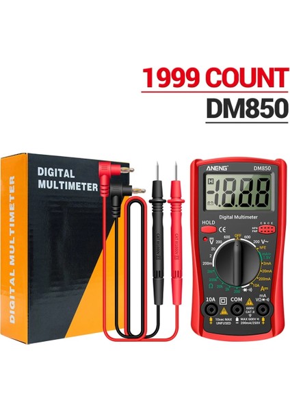 Kırmızı DM850 2000 Sayım Akıllı Multimetre Taşınabilir Ac Dc Test Cihazı Volt Voltmetre Ampermetre Ohm Gerilim Akım Direnç Frekans Ölçer (Yurt Dışından) indirimleri