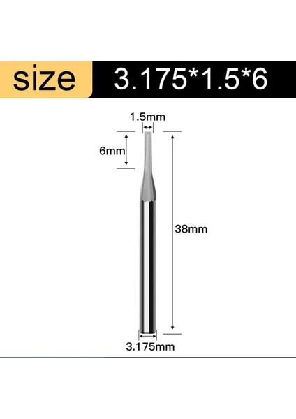 3.175X1.5X6 Vsharp Tungsten Karbür 3.175 4 6 8 10MM Shank 2 Flüt Düz Uçlu Değirmen Cnc Freze Kesicisi Sert Ahşap Mdf Gravür Yönlendirici Bit (Yurt Dışından)