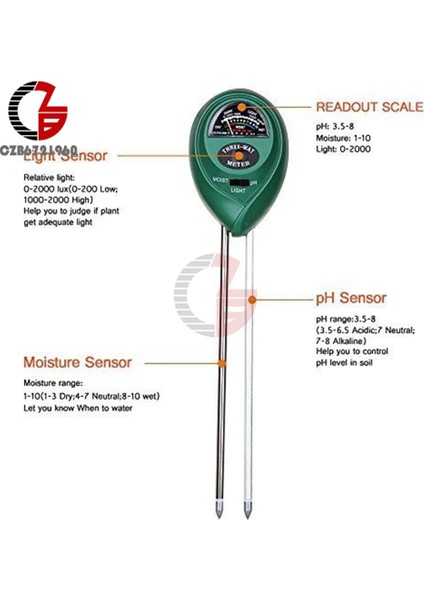 3 In 1 Tip 6 3 In 1 Toprak Ph Ölçer Güneş Işığı Ph Test Cihazı Bahçe Çiçekleri Toprak Nem Sensörü Ölçer Bitkiler Asitlik Nem Ph Monitör Dedektörü (Yurt Dışından) fırsatları