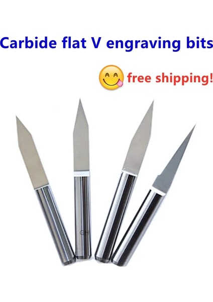 Uç 0,5 Mm, 45 Derece Sap DIA.3.175MM Cnc Düz Dipli Oyma Araçları Oymacı 2 Adet 3.175MM 6mm Tungsten Karbür V Gravür Freze Ucu Ahşap Akrilik Plastik Pvc (Yurt Dışından)