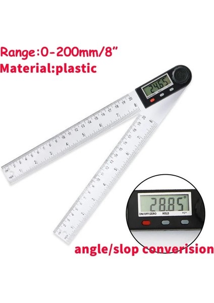 200MM Plastik 200/300MM 8 Inç Dijital Iletki Eğimölçer Gonyometresi Dijital Açı Bulucu Metre Elektronik Iletki Açı Cetveli (Yurt Dışından)