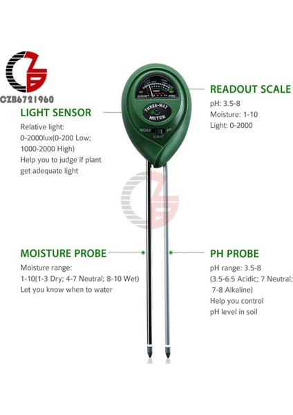 3 In 1 Tip 4 3 In 1 Toprak Ph Ölçer Güneş Işığı Ph Test Cihazı Bahçe Çiçekleri Toprak Nem Sensörü Ölçer Bitkiler Asitlik Nem Ph Monitör Dedektörü (Yurt Dışından) indirimleri