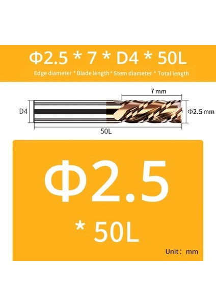 1 Adet 2.5X4DX50L Vack HRC55 Karbür Parmak Freze Kaplama Tungsten Çelik Freze Kesicisi Alaşım Kesme Aletleri Cnc Makinesi Parmak Frezeler 2 4 5 6 8 10MM (Yurt Dışından)