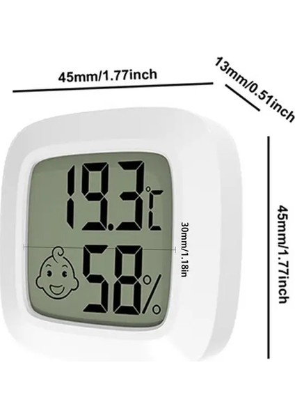 Beyaz Kapalı Sıcaklık Nem Monitörü Mini Dijital Higrometre Termometre Ölçer LCD Ekranlı Yüz Simgeleri Çok Fonksiyonlu (Yurt Dışından)