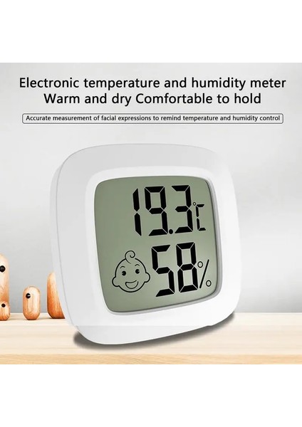 Beyaz Kapalı Sıcaklık Nem Monitörü Mini Dijital Higrometre Termometre Ölçer LCD Ekranlı Yüz Simgeleri Çok Fonksiyonlu (Yurt Dışından) fiyatları