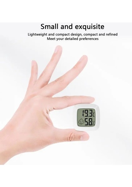 Beyaz Kapalı Sıcaklık Nem Monitörü Mini Dijital Higrometre Termometre Ölçer LCD Ekranlı Yüz Simgeleri Çok Fonksiyonlu (Yurt Dışından) indirimleri