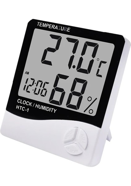 Htc-1 Yeni LCD Elektronik Dijital Sıcaklık Nem Ölçer Termometre Higrometre Iç Mekan Dış Hava Istasyonu Saat Htc-1 Htc-2 (Yurt Dışından)