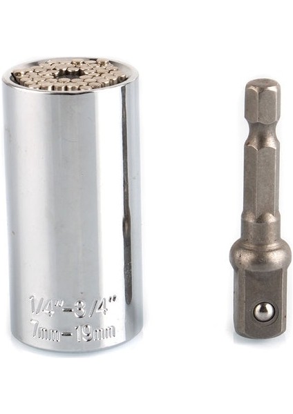 Gümüş Evrensel Soket Kol 7-19MM Elektrikli Matkap Cırcır Burç Anahtarı Anahtar Sihirli Çok El Aletleri Tork Anahtarı Kafa Seti (Yurt Dışından)