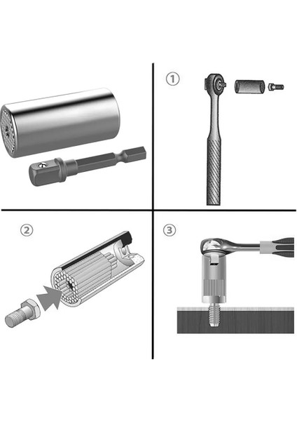 Gümüş Evrensel Soket Kol 7-19MM Elektrikli Matkap Cırcır Burç Anahtarı Anahtar Sihirli Çok El Aletleri Tork Anahtarı Kafa Seti (Yurt Dışından) indirimleri