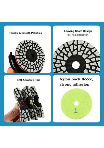 Pembe 3/4 Inç 4 Adım Kuru Elmas Parlatma Pedleri Granit Mermer Kuvars Taş Tezgah Fayans Zımpara Dics Taşlama Güç Aracı (Yurt Dışından) fiyatları