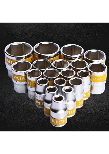 9mm 1/2 Inç Sürücü Kısa Altıgen Lokma Anahtar Kafası Cr-V Çelik Anti-Pas Tedavisi 6 Nokta Cırcır Anahtarı Soket Somun Sökme Için 8-36MM (Yurt Dışından)