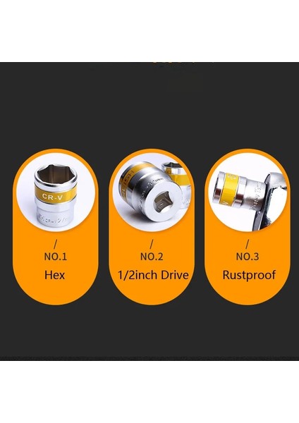 9mm 1/2 Inç Sürücü Kısa Altıgen Lokma Anahtar Kafası Cr-V Çelik Anti-Pas Tedavisi 6 Nokta Cırcır Anahtarı Soket Somun Sökme Için 8-36MM (Yurt Dışından)
