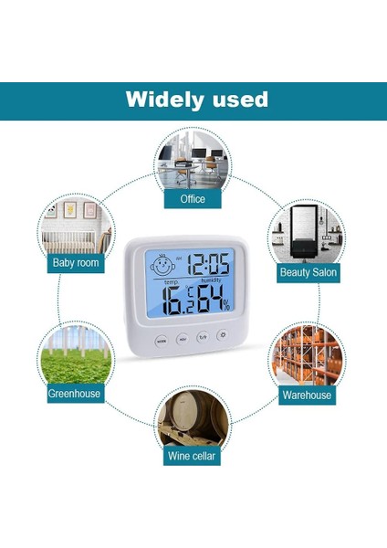 Mavi LCD Elektronik Dijital Sıcaklık Nem Ölçer Kapalı Dış Mekan Termometre Higrometre Hava Istasyonu Saati (Yurt Dışından) fırsatları