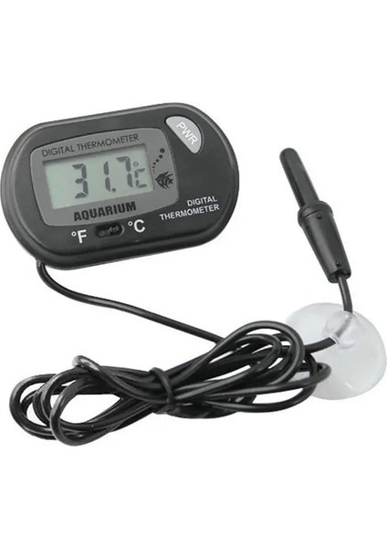 Siyah -50°c + 70°c Vantuzlu Dijital Akvaryum Balık Tankı Termometresi Sıcaklık Sensörü Ölçer Test Cihazı Termometre Ölçümü (Yurt Dışından)