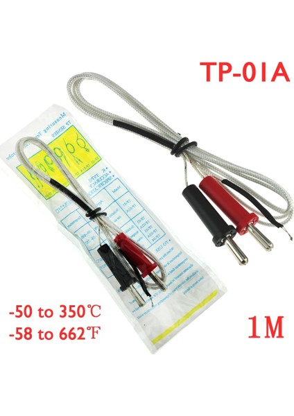 2 Adet TP-01A K Tipi 100 cm Uzunluk Tel Sıcaklık Testi Termokupl Sensörü Probu (Yurt Dışından)