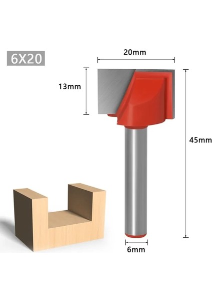 6X20MM 2A 6/8mm Shank Temizleme Alt Gravür Yönlendirici Bit Ağaç Işleme Aleti Katı Karbür Ahşap Freze Kesicisi End Mill 10/22/28/32MM (Yurt Dışından)