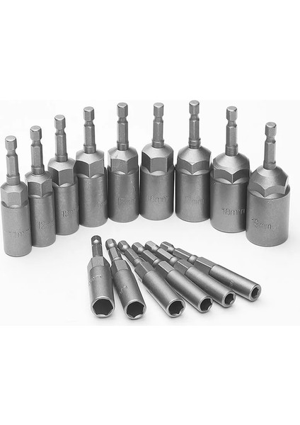 7mm-1 Adet 1 Adet Derin Hex Soket Somun Sürücü Matkap 1/4 "hex Shank Darbe Soket Adaptörü 80MM Uzunluk Tornavida Uçları 5.5-19MM Hızlı Adaptör (Yurt Dışından)