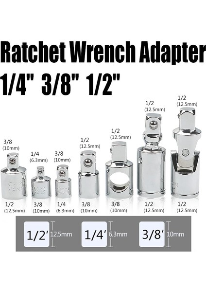 Stil 2 1 Adet 1/4 "3/8" 1/2 "cırcır Anahtarı Adaptörü Krom Vanadyum Çelik Kol Adaptör Soketi Evrensel Ortak Tahrik Soketi Dönüştürücü (Yurt Dışından)