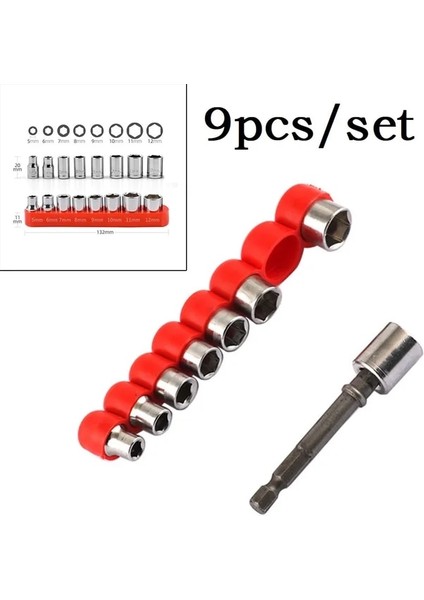 Soket Konnektörü 9 Adet Altıgen Soket Adaptör Çubuk Seti 1/4 Inç Sürücü 5-12MM Hex Bit Metrik Soket Anahtarı Başlı Somun Temizleme Aracı Anahtar Manuel Aletler (Yurt Dışından)