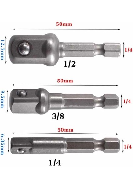 3ı8 (1 Adet) 3 Adet 1/4 "3/8" 1/2 "matkap Soket Adaptörü Uzatma Çubuğu Çelik Bilyalı Kafa Dönüşüm Biyel Tornavida Kolu Aracı (Yurt Dışından)
