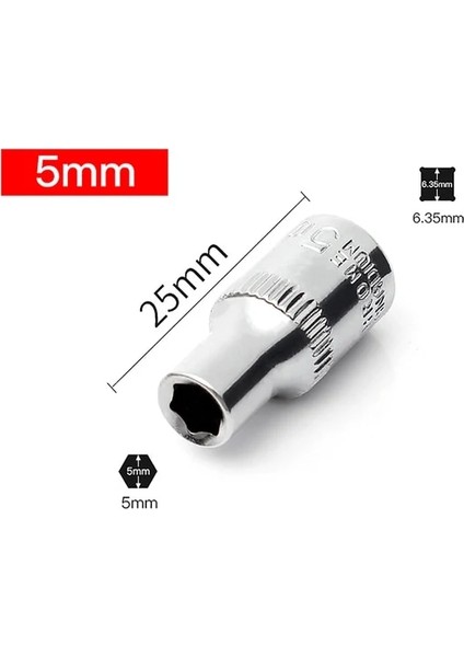 BS09-5MM-2.5CM 1/4 Inç 4-14MM Kol Altı Açılı Kol Hex Derin Lokma Anahtar Kafa Kol Cırcır Anahtarı Oto Tamir El Aleti (Yurt Dışından)