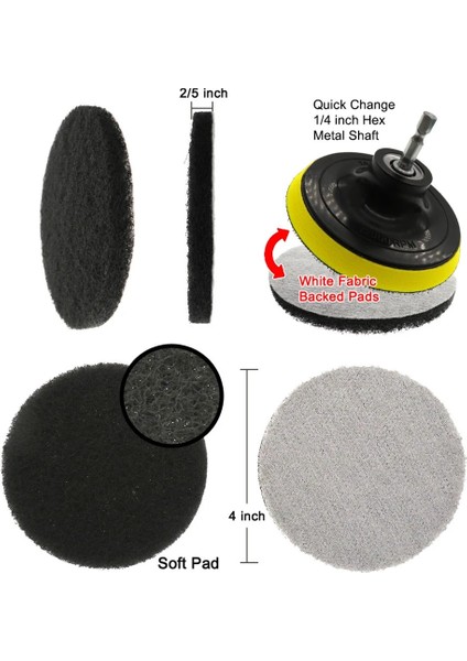 B 5x Temizlik Bezi Ovma Pedi Endüstriyel Ovma Pedi Naylon Parlatma Pedi 4 Inç Araba Parlatma Pedi Seti Sünger Duş Küvetleri (Yurt Dışından) fırsatları