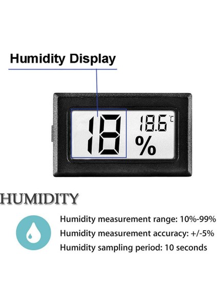 Telli Siyah Mini LCD Dijital Termometre Higrometre Uygun Sıcaklık Sensörü Cihazı Buzdolabı Akvaryum Kapalı Alana Uygun (Yurt Dışından)