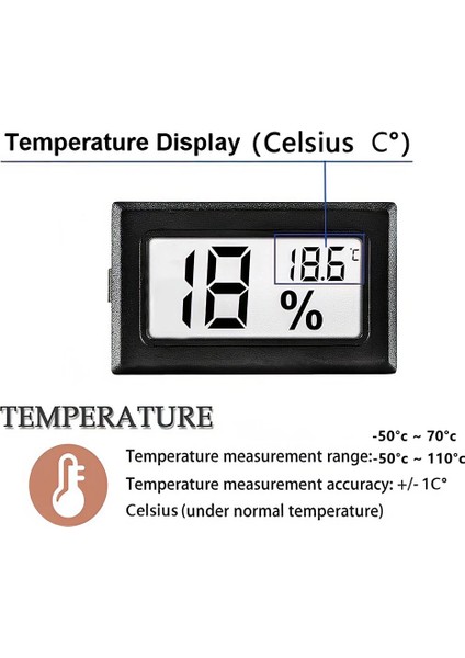 Telli Siyah Mini LCD Dijital Termometre Higrometre Uygun Sıcaklık Sensörü Cihazı Buzdolabı Akvaryum Kapalı Alana Uygun (Yurt Dışından)