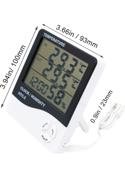 Htc-2s Measureget LCD Elektronik Dijital Sıcaklık Nem Ölçer Iç Mekan Dış Mekan Termometre Higrometre Hava Istasyonu Saat Htc-2 (Yurt Dışından) fırsatları