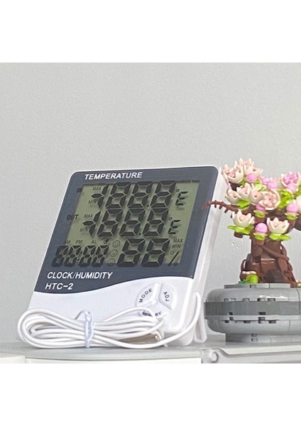Htc-2s Measureget LCD Elektronik Dijital Sıcaklık Nem Ölçer Iç Mekan Dış Mekan Termometre Higrometre Hava Istasyonu Saat Htc-2 (Yurt Dışından) indirimleri