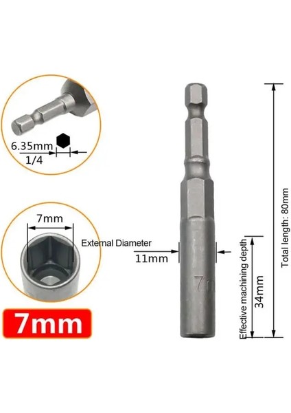 7mm 6MM-19MM 1/4 ''pnömatik Soket Setleri Derin Altıgen Elektrikli Matkap Kol Soket Kafası Elektrikli Tornavida Anahtarı El Aletleri (Yurt Dışından)