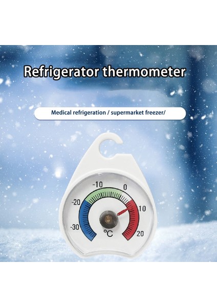 Beyaz Buzdolabı Dondurucu Termometre Buzdolabı Soğutma Sıcaklık Ölçer Kanca ile Ev Sıcaklık Standı Kadran Tipi -30 Ila 20°c (Yurt Dışından)